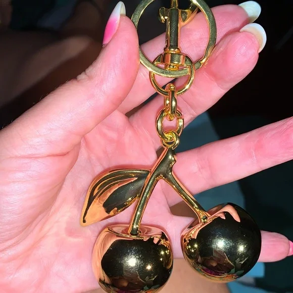 Gold Cherry bag/purse charm Keychain - Picture 1 of 5